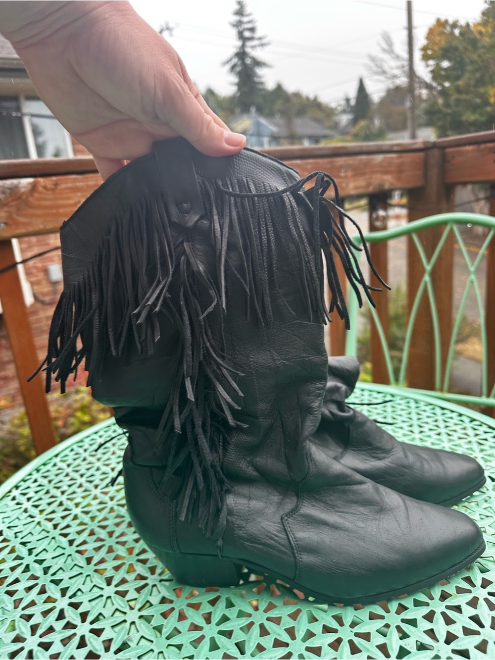 Black Fringe Mid-Calf Women’s Boots vintage